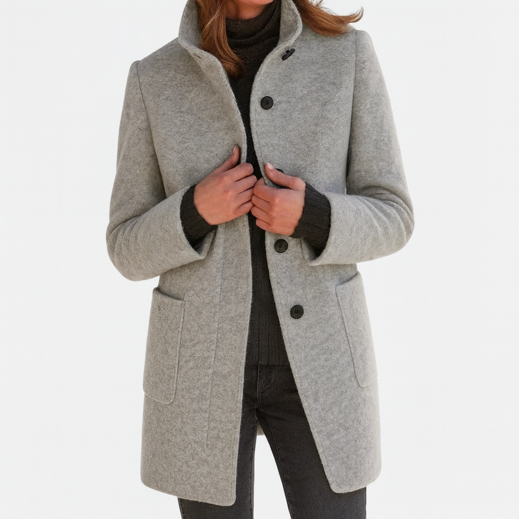 Elegant high-collar structured coat for women | Ava -3