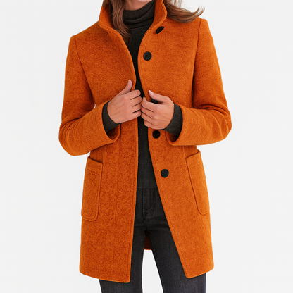 Elegant high-collar structured coat for women | Ava -8