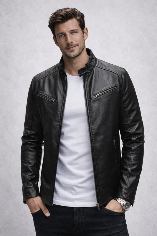 Stand-collar zip jacket with sleek silhouette for men | Maverick