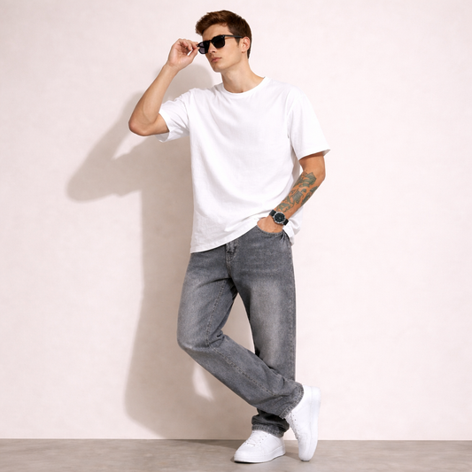 Casual wide-leg relaxed fit denim jeans for men | Urban Denim -1