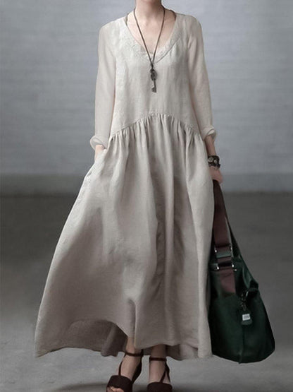 Simple Loose V-Neck Everyday Dress Chic for Women | Arlena
