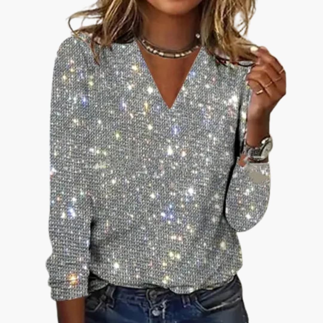 Textured V-neck knit everyday jumper for women | Elvoria -1