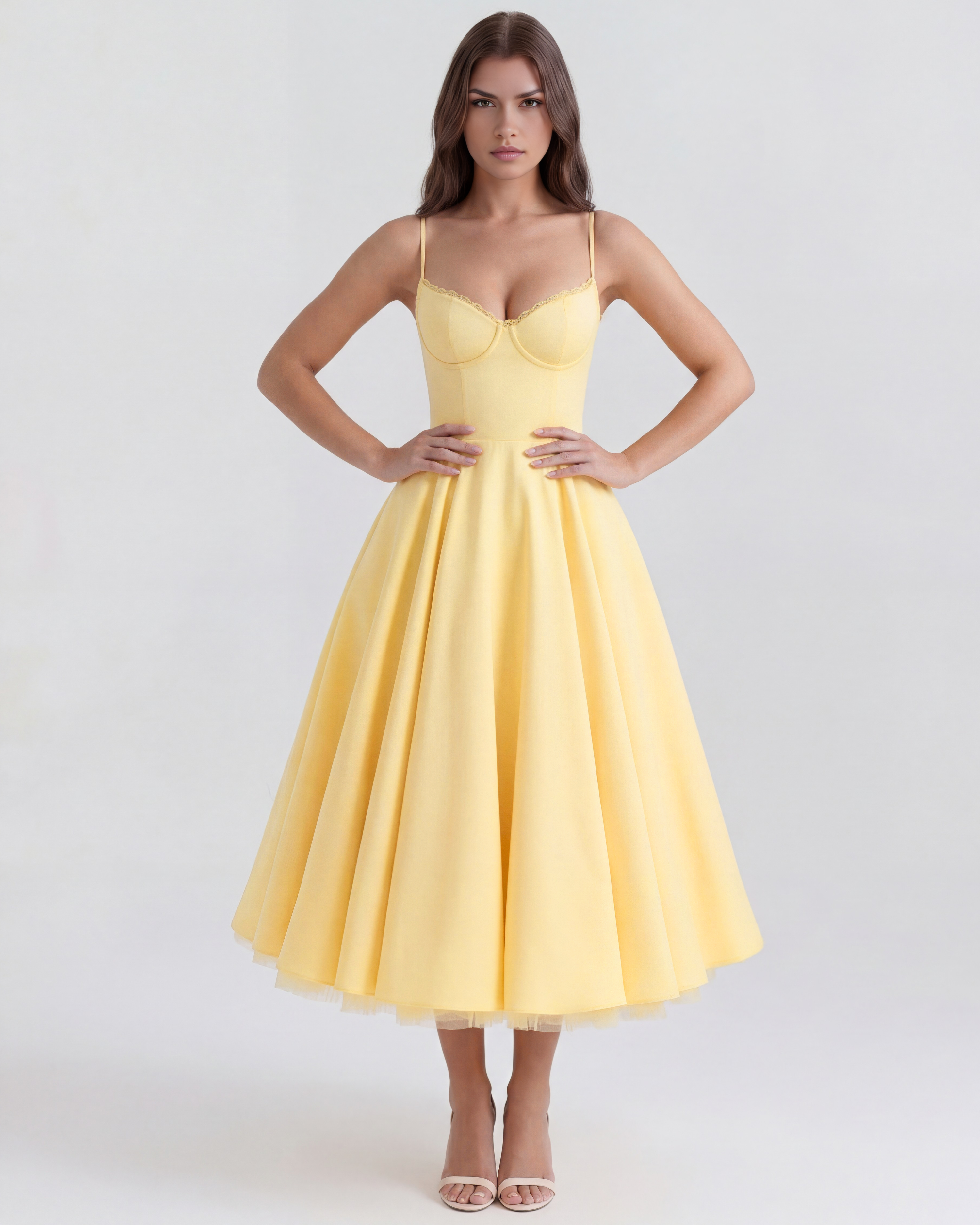Satin boned corset midi dress for women | Selene