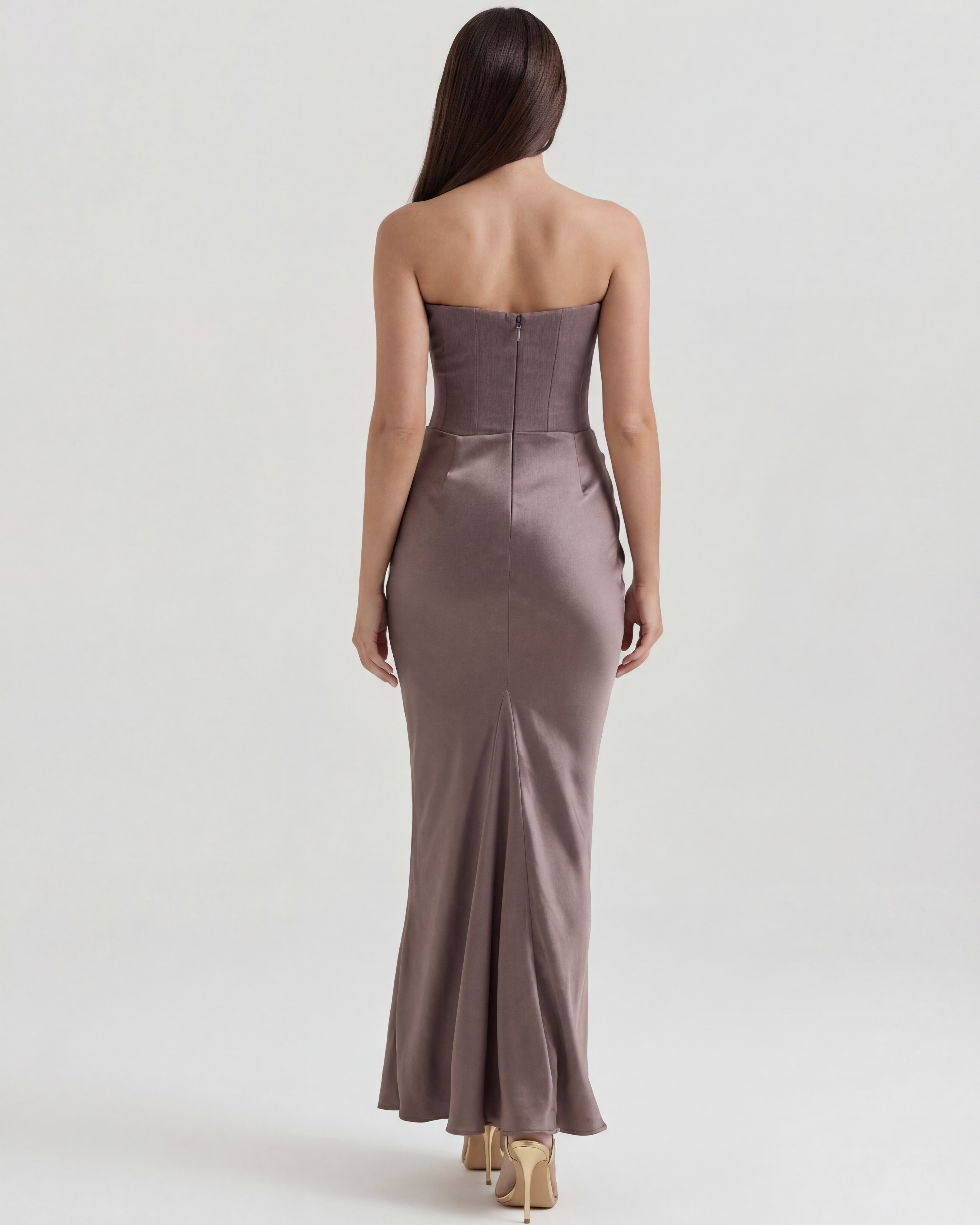 Sculpted corset strapless maxi dress for women | Rosalind