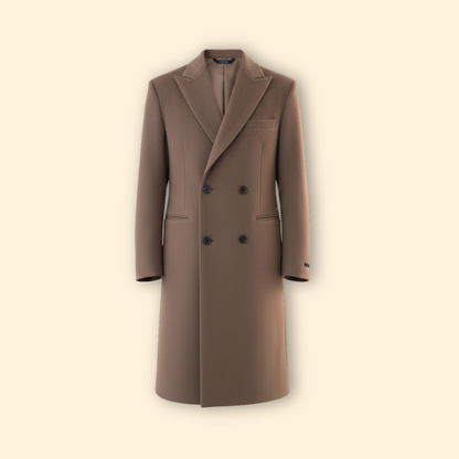 Double-breasted tailored long overcoat for men | Alric
