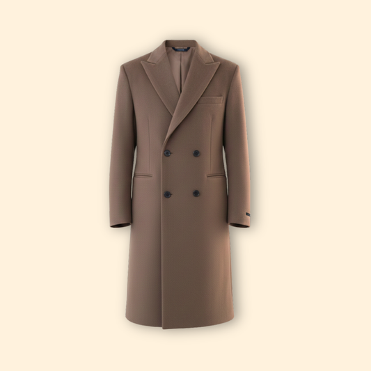 Double-breasted tailored long overcoat for men | Alric
