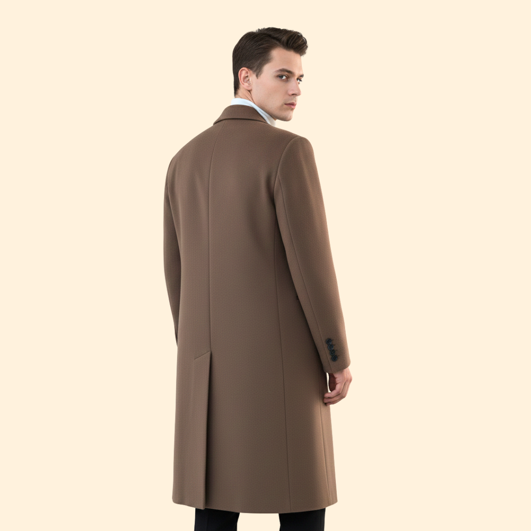Double-breasted tailored long overcoat for men | Alric