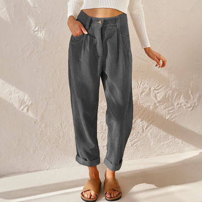 High-waisted wide-leg textured everyday trousers for women | Lisette -5