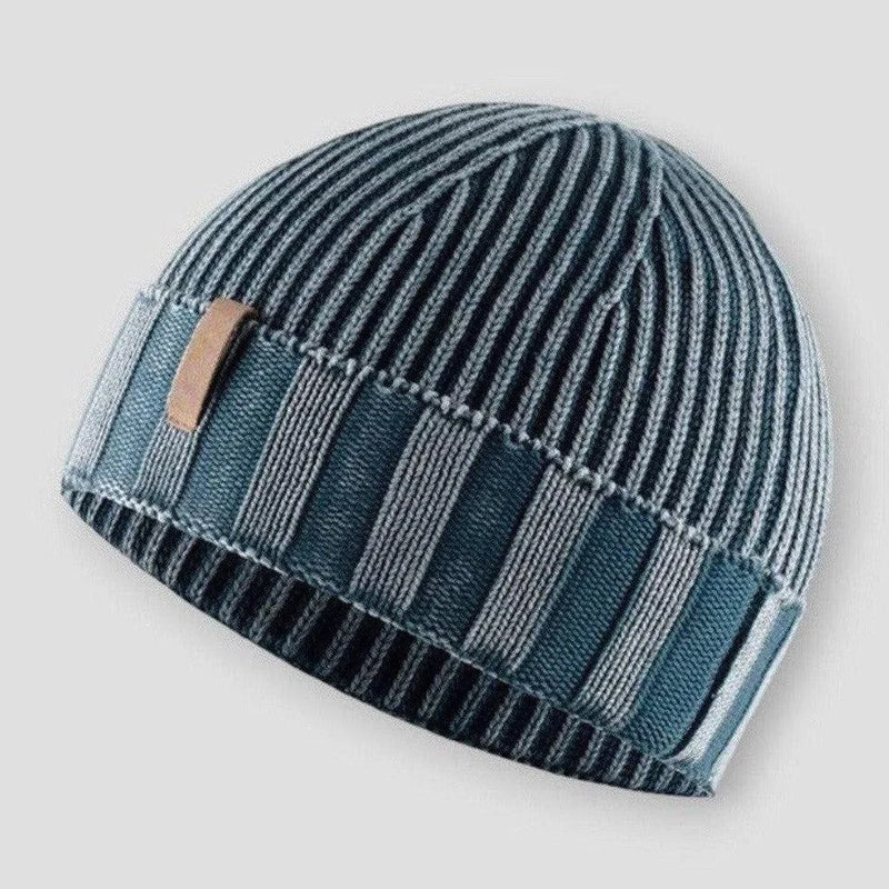 Vintage textured knitted winter beanie for men | Everglow -1