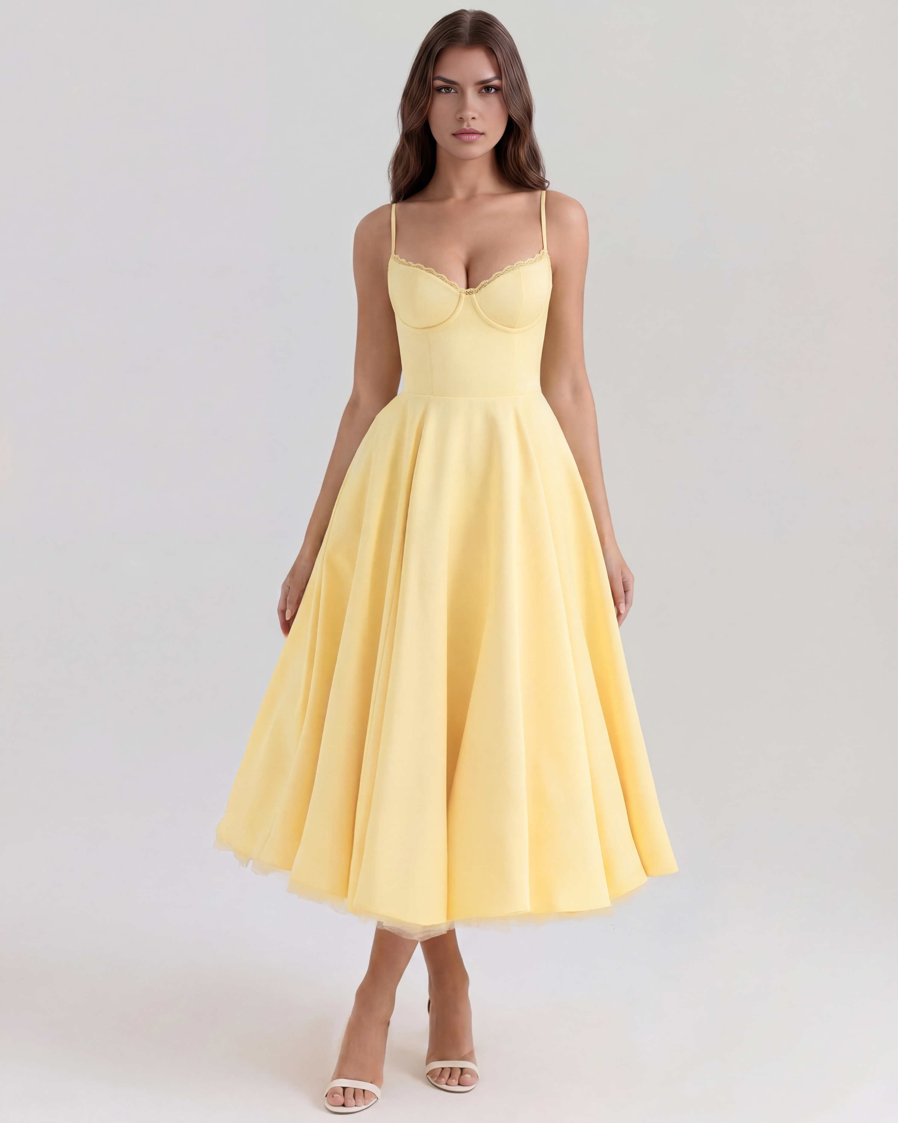 Satin boned corset midi dress for women | Selene