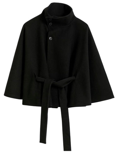 Elegant high collar long coat with removable belt Stylish for Women | Ivanna Élan