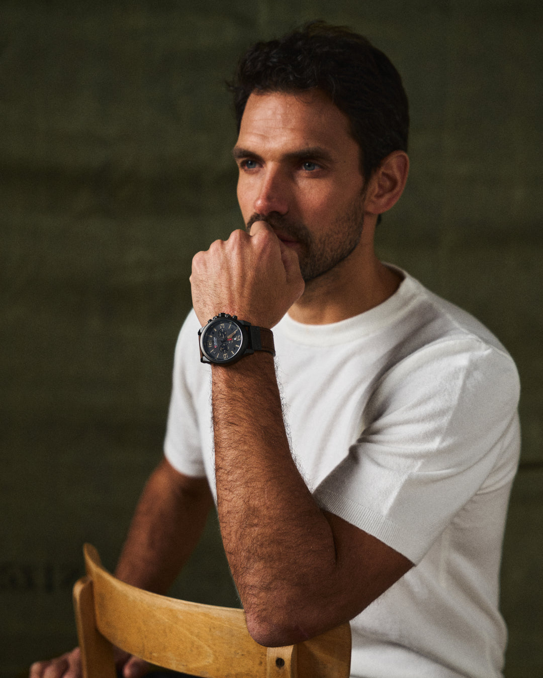 Chronograph leather-strap classic watch for men | The Hudson Classic -7