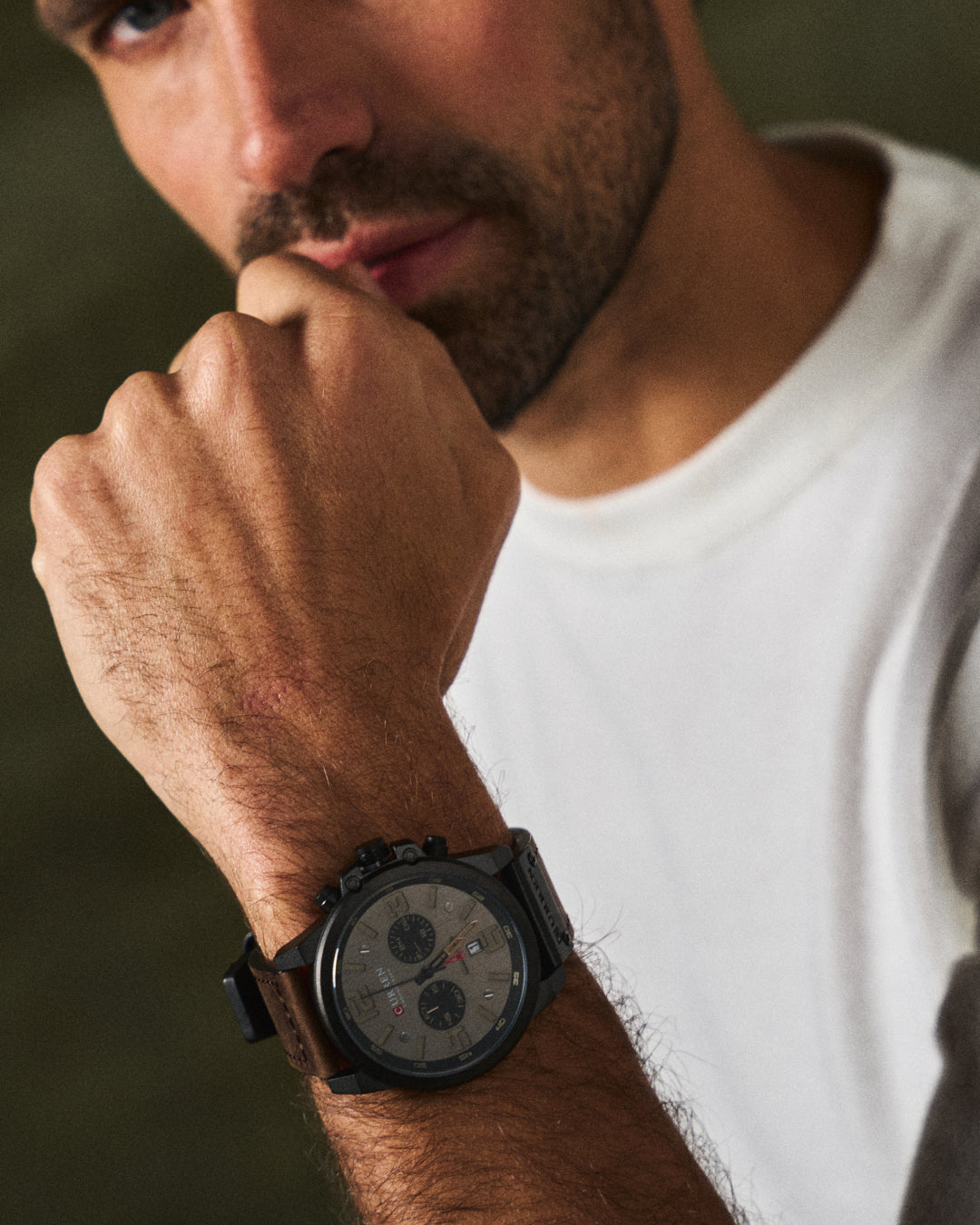 Chronograph leather-strap classic watch for men | The Hudson Classic -3