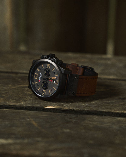 Chronograph leather-strap classic watch for men | The Hudson Classic -2