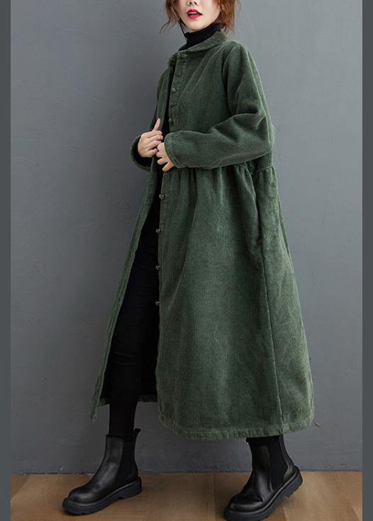 Blackish Green Corduroy Cinched Coat Stylish for Women | Mirelle