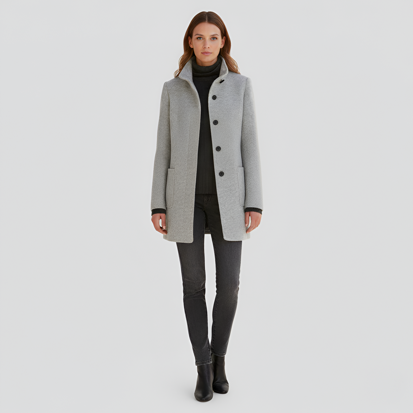 Elegant wool blend tailored coat for women | Valerios -14