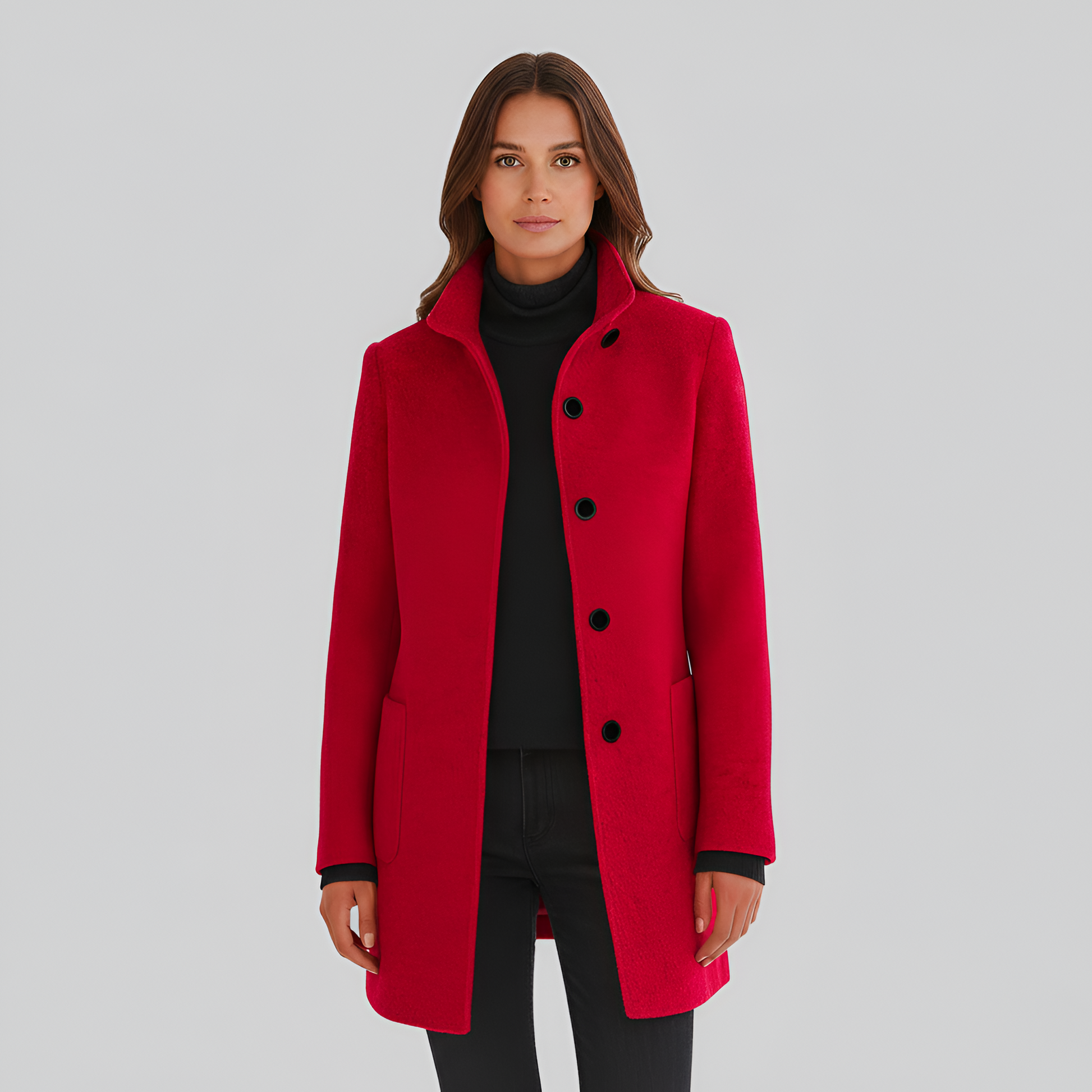 Elegant wool blend tailored coat for women | Valerios -7