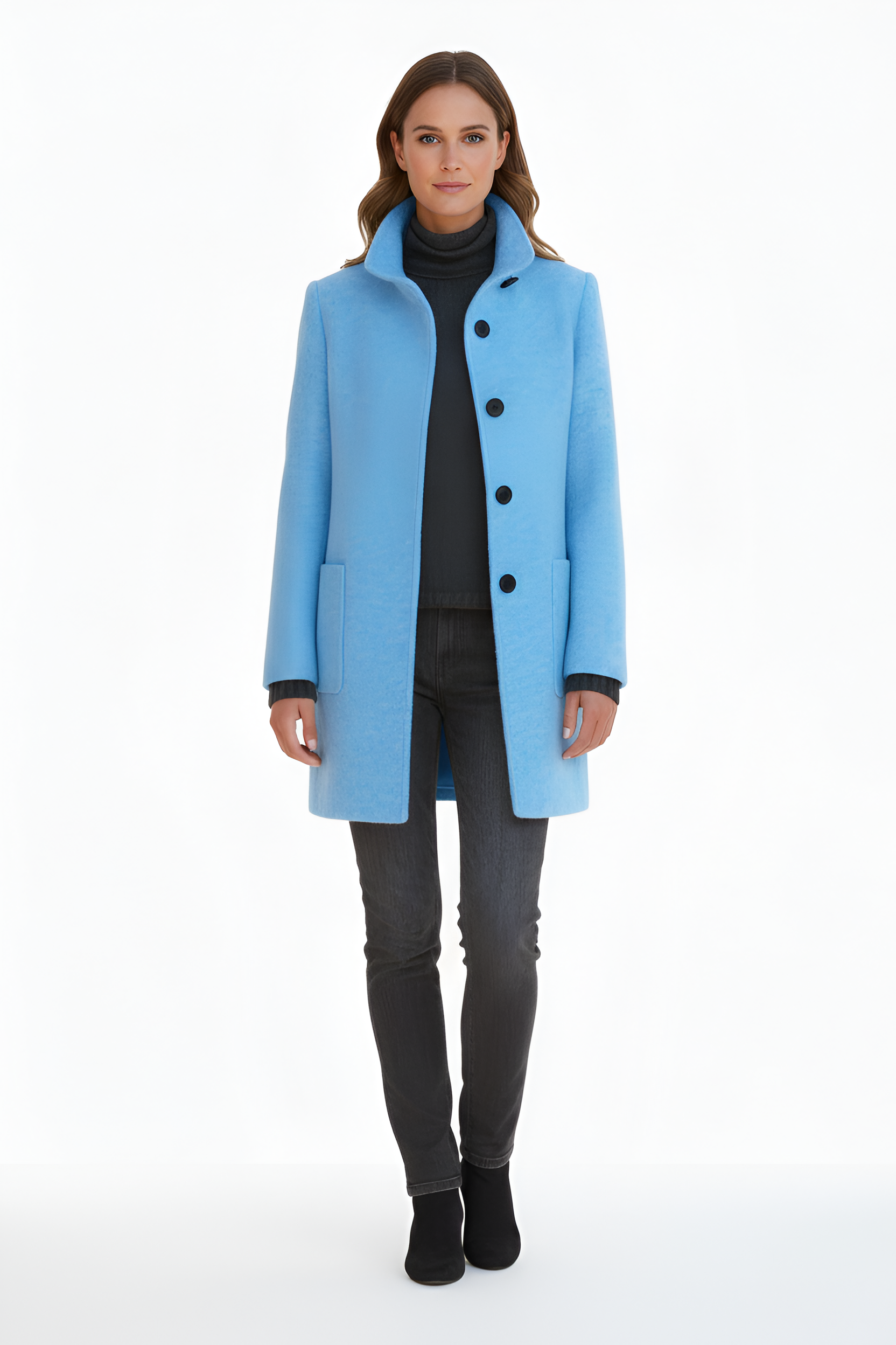 Elegant wool blend tailored coat for women | Valerios -12