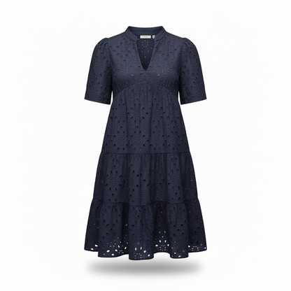 Lace ruffle elegant mini dress for women | Cosima -9