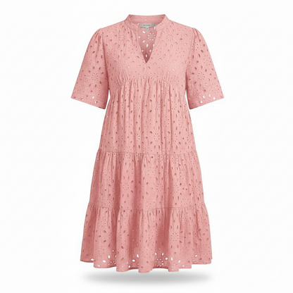 Lace ruffle elegant mini dress for women | Cosima -2
