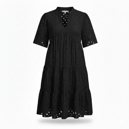Lace ruffle elegant mini dress for women | Cosima -14