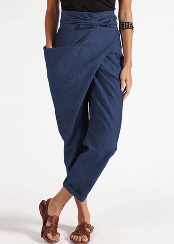 Grey Asymmetrical High-Waist Harem Pants Versatile For Women | Kaelis