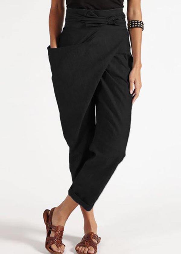 Grey Asymmetrical High-Waist Harem Pants Versatile For Women | Kaelis