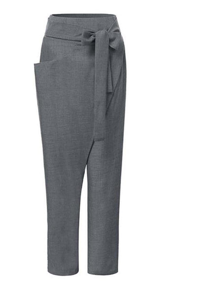 Grey Asymmetrical High-Waist Harem Pants Versatile For Women | Kaelis