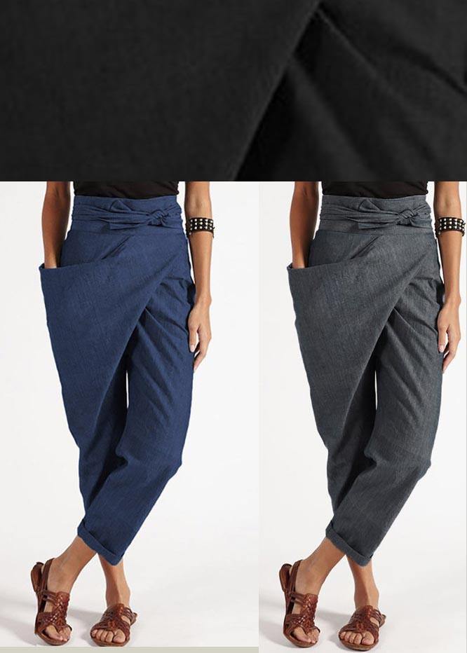 Grey Asymmetrical High-Waist Harem Pants Versatile For Women | Kaelis