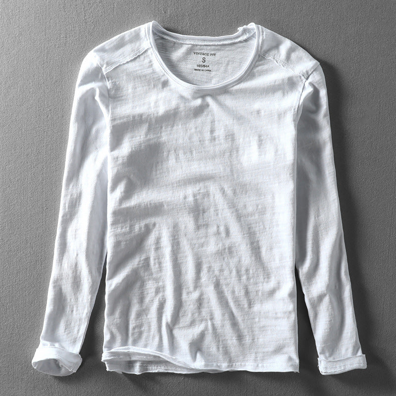 Minimalist long-sleeve O-neck everyday tee for men | Daiki -1