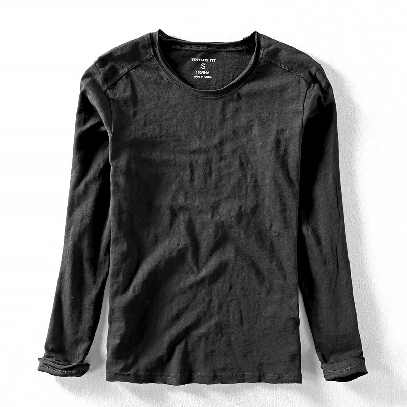 Minimalist long-sleeve O-neck everyday tee for men | Daiki -6
