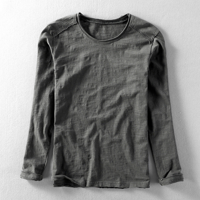 Minimalist long-sleeve O-neck everyday tee for men | Daiki -4