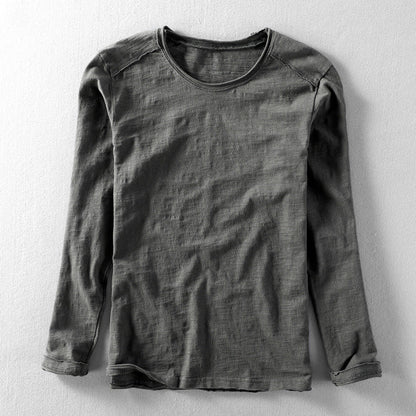 Minimalist long-sleeve O-neck everyday tee for men | Daiki -4