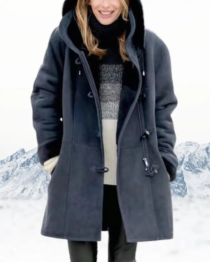 Hooded toggle knee-length coat for women | Marielle -1