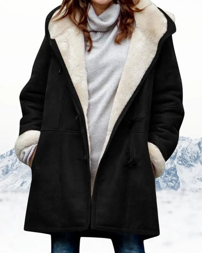 Hooded toggle knee-length coat for women | Marielle -2