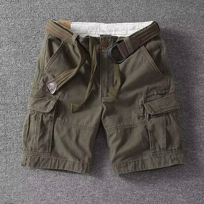 Relaxed cargo shorts with belt and drawstring for men | Palermo Vitali -2