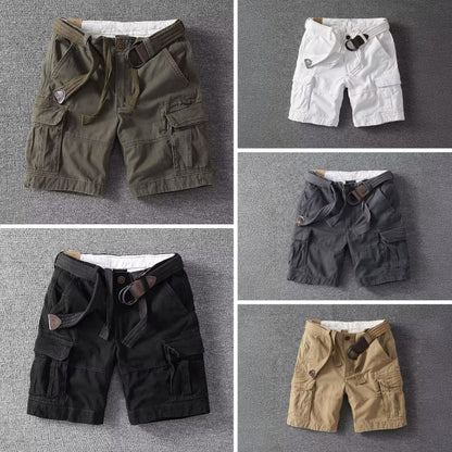 Relaxed cargo shorts with belt and drawstring for men | Palermo Vitali -6
