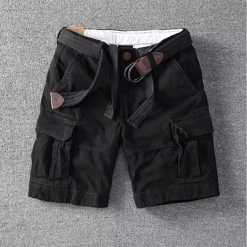 Relaxed cargo shorts with belt and drawstring for men | Palermo Vitali -5