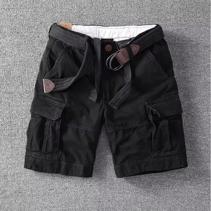 Relaxed cargo shorts with belt and drawstring for men | Palermo Vitali -5