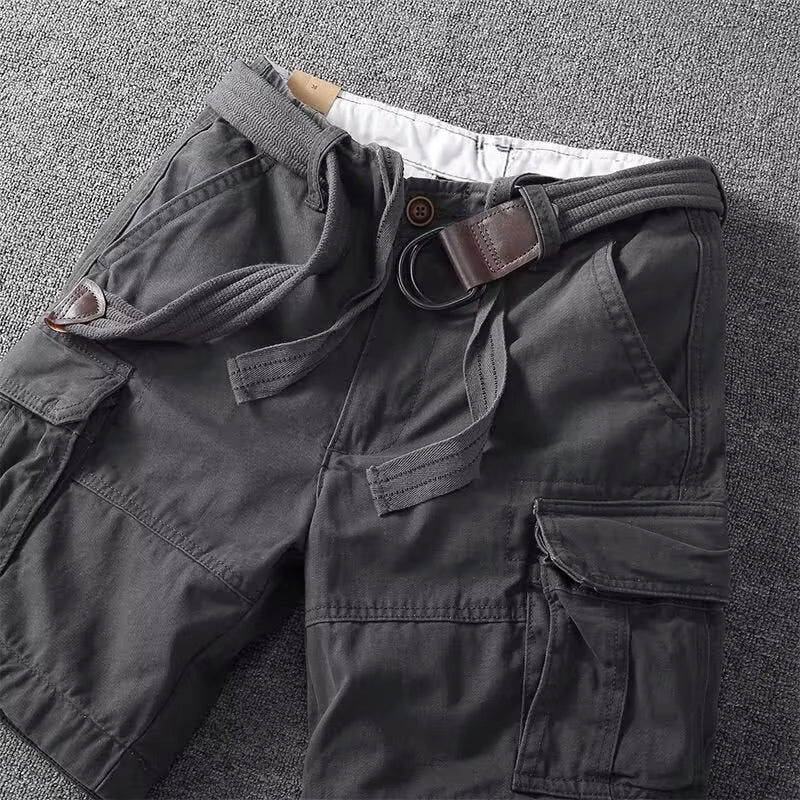 Relaxed cargo shorts with belt and drawstring for men | Palermo Vitali -7
