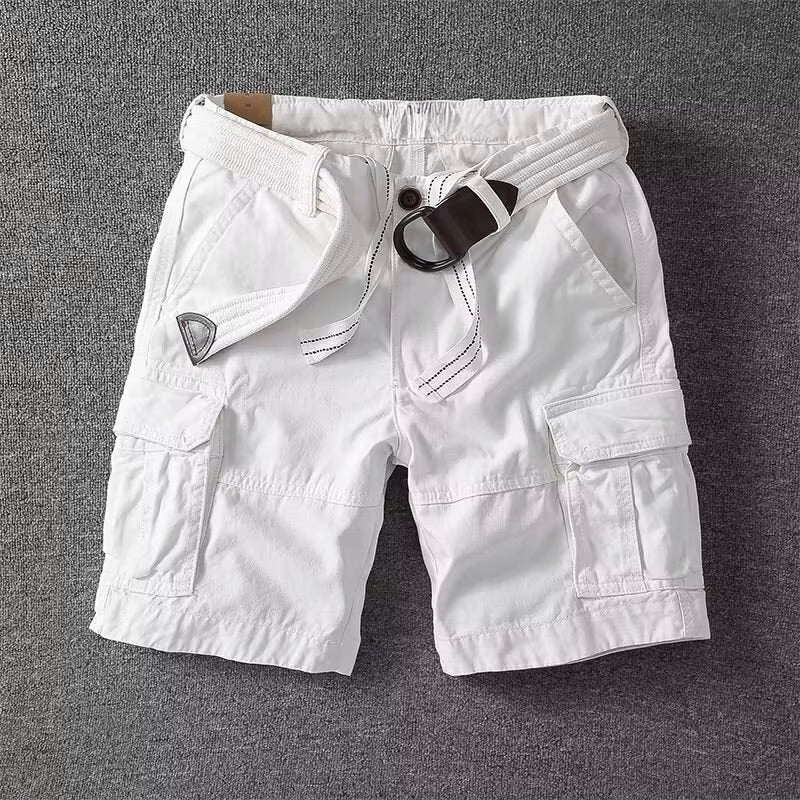 Relaxed cargo shorts with belt and drawstring for men | Palermo Vitali -3