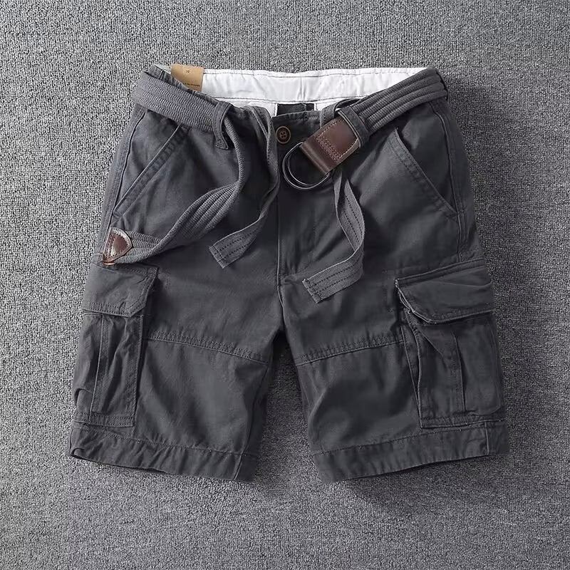 Relaxed cargo shorts with belt and drawstring for men | Palermo Vitali -4