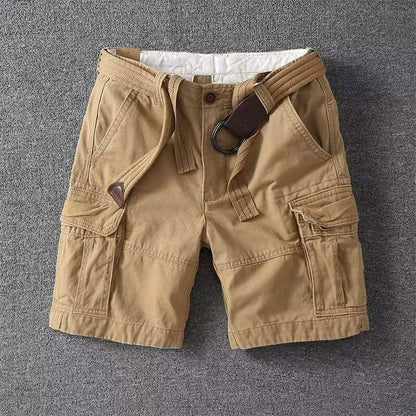 Relaxed cargo shorts with belt and drawstring for men | Palermo Vitali -1