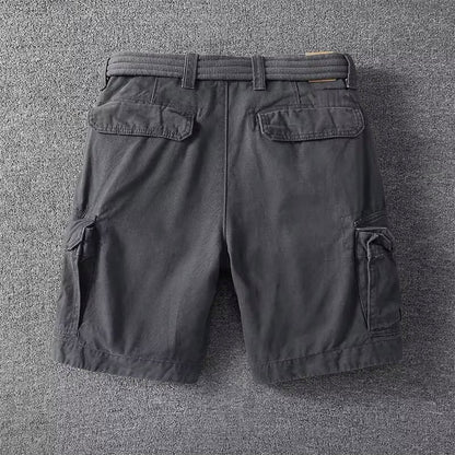 Relaxed cargo shorts with belt and drawstring for men | Palermo Vitali -8