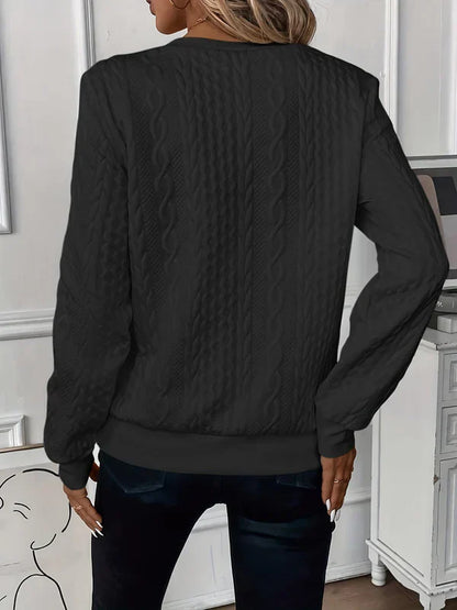 Cable-knit zip cosy everyday sweatshirt for women | Lynne -5