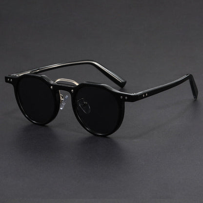 Retro round contrast-detail sunglasses for men | San Piero -6