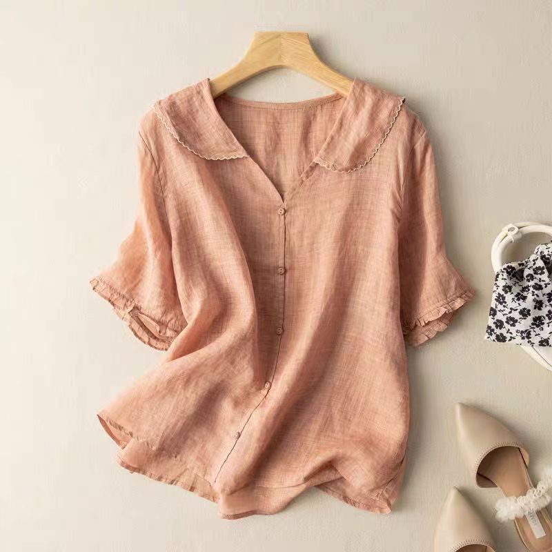 Blouse with scalloped collar and relaxed silhouette | Adèle