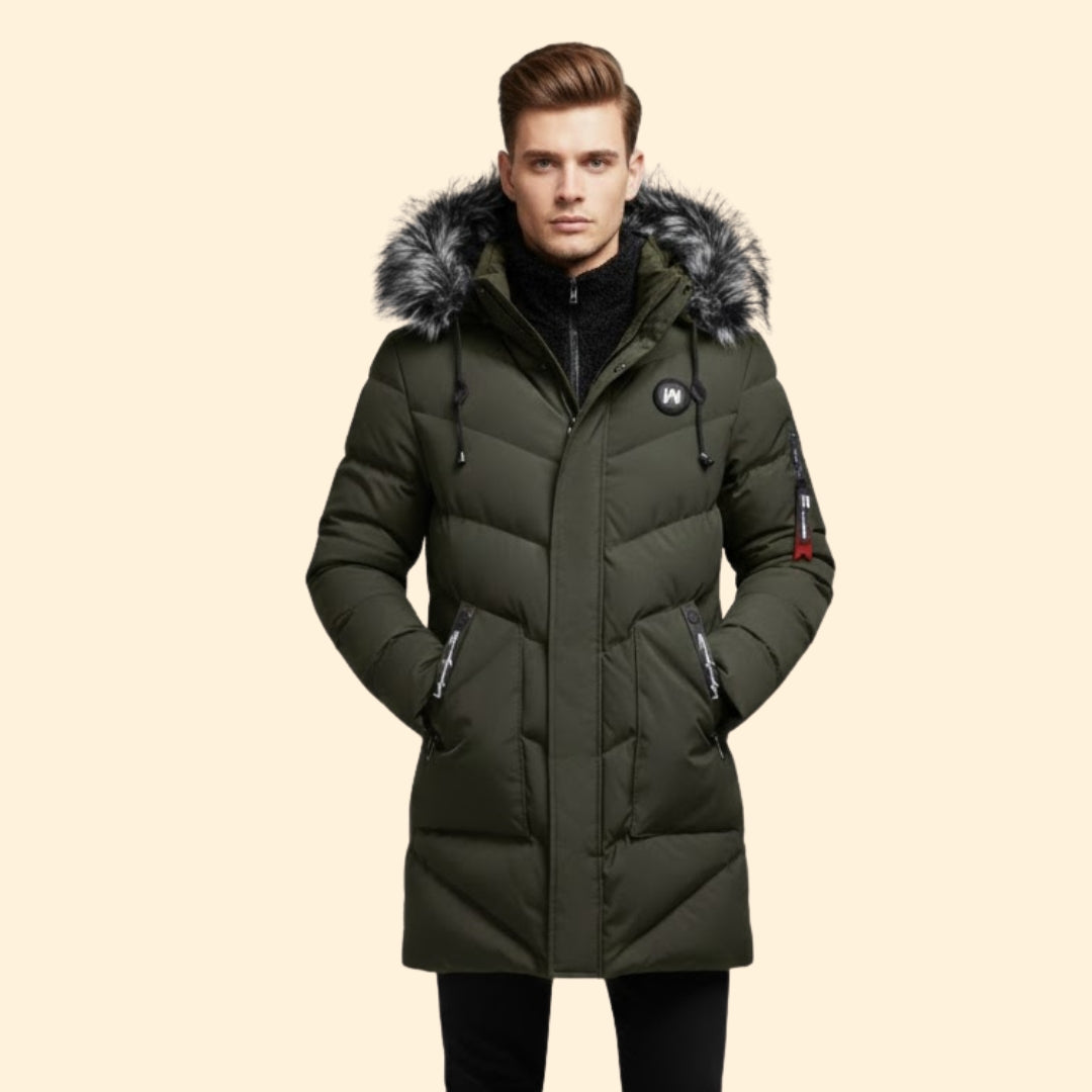 Quilted hooded parka with multi-pocket design for men | Norvik
