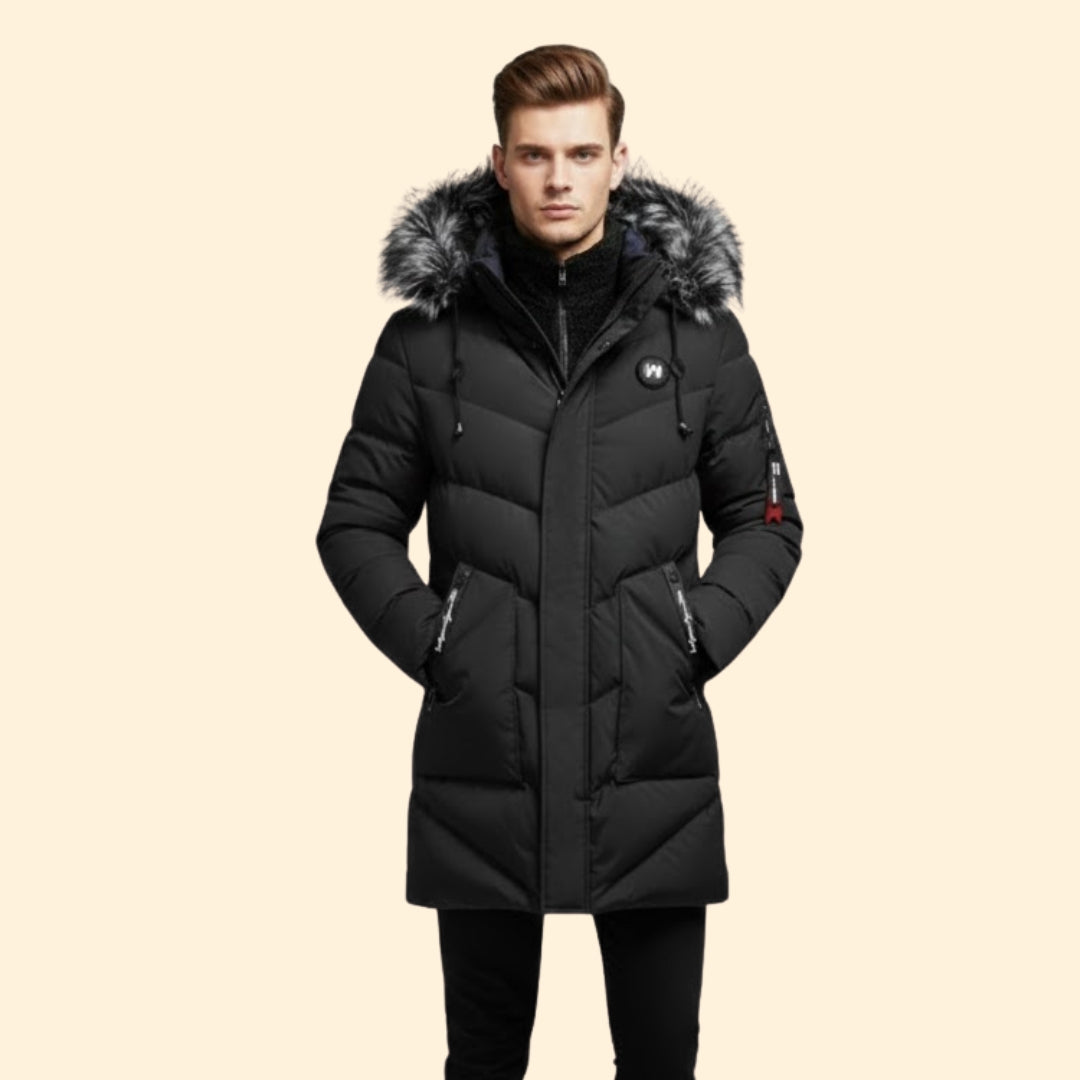 Quilted hooded parka with multi-pocket design for men | Norvik