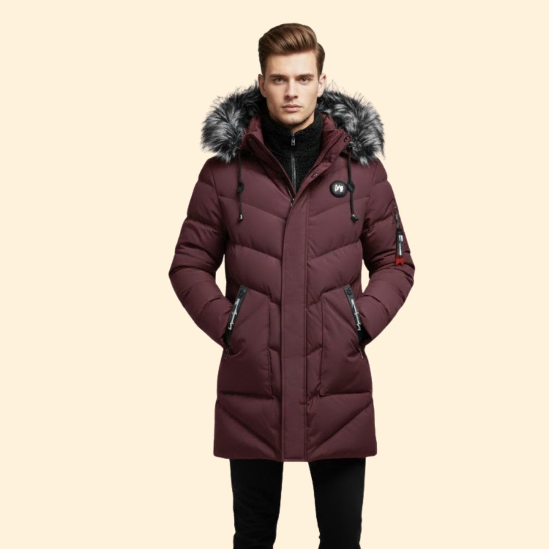 Quilted hooded parka with multi-pocket design for men | Norvik